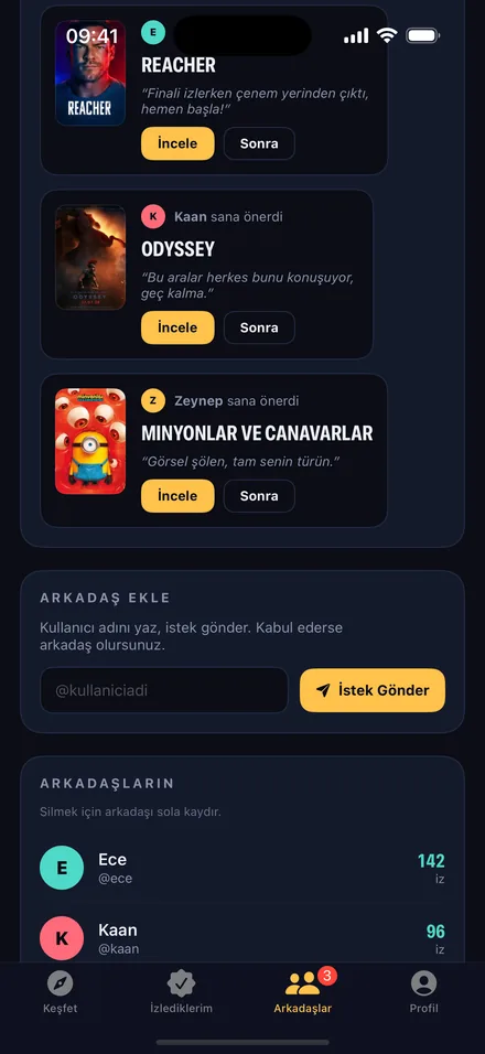 İZ — Arkadaşlar ve öneriler