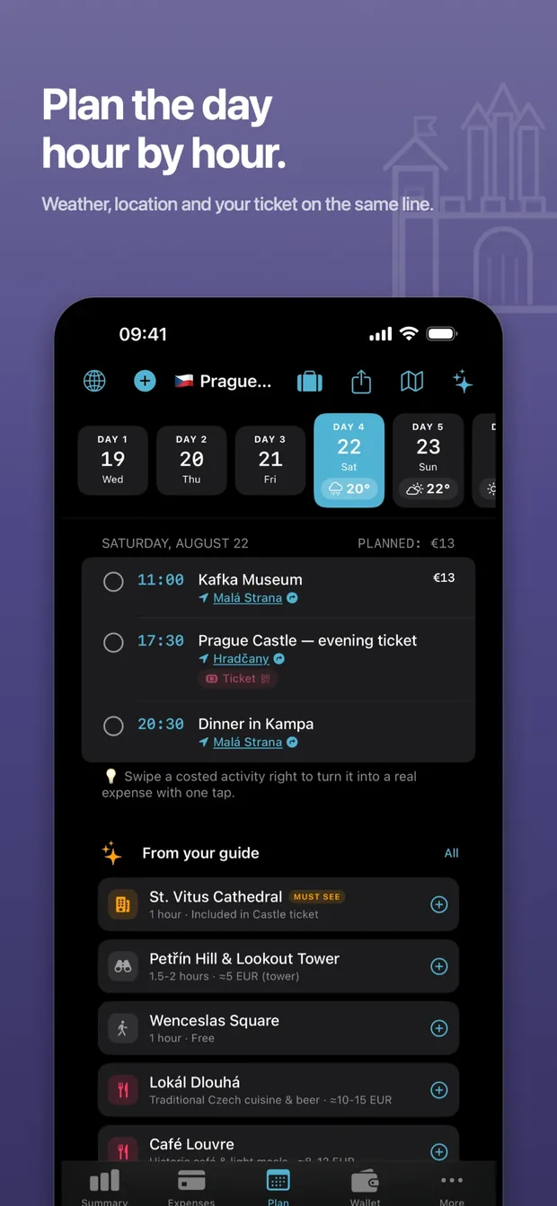 Valiz — Plan the day hour by hour