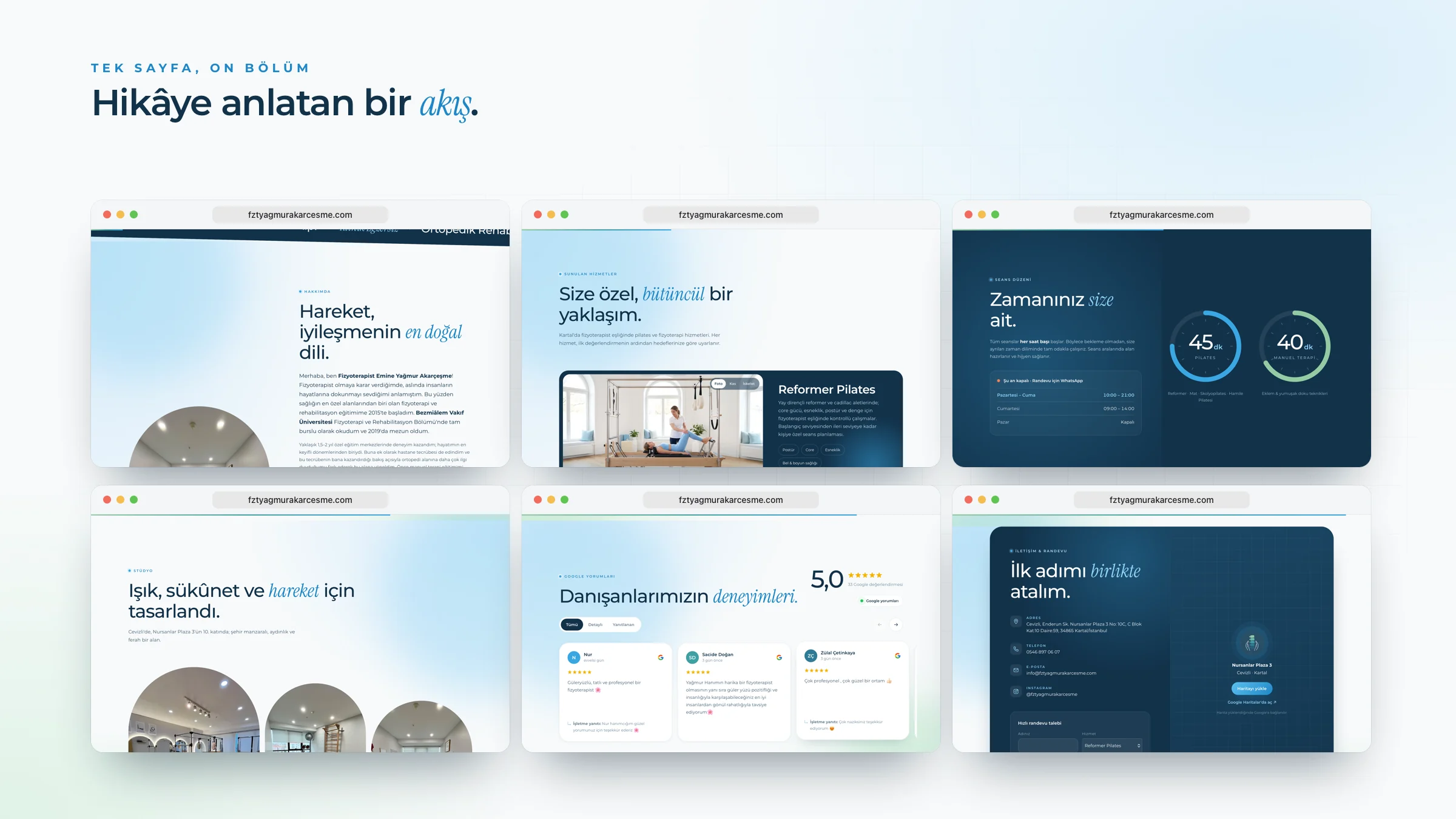 Sitenin bölümlerinden kesitler