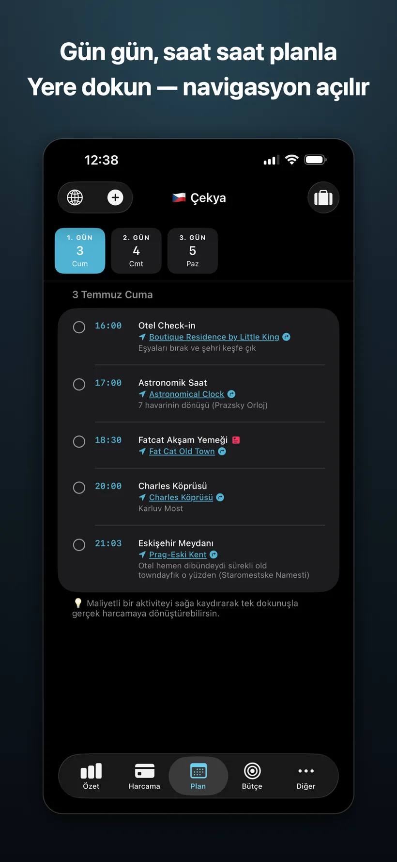 Valiz — Plan ekranı